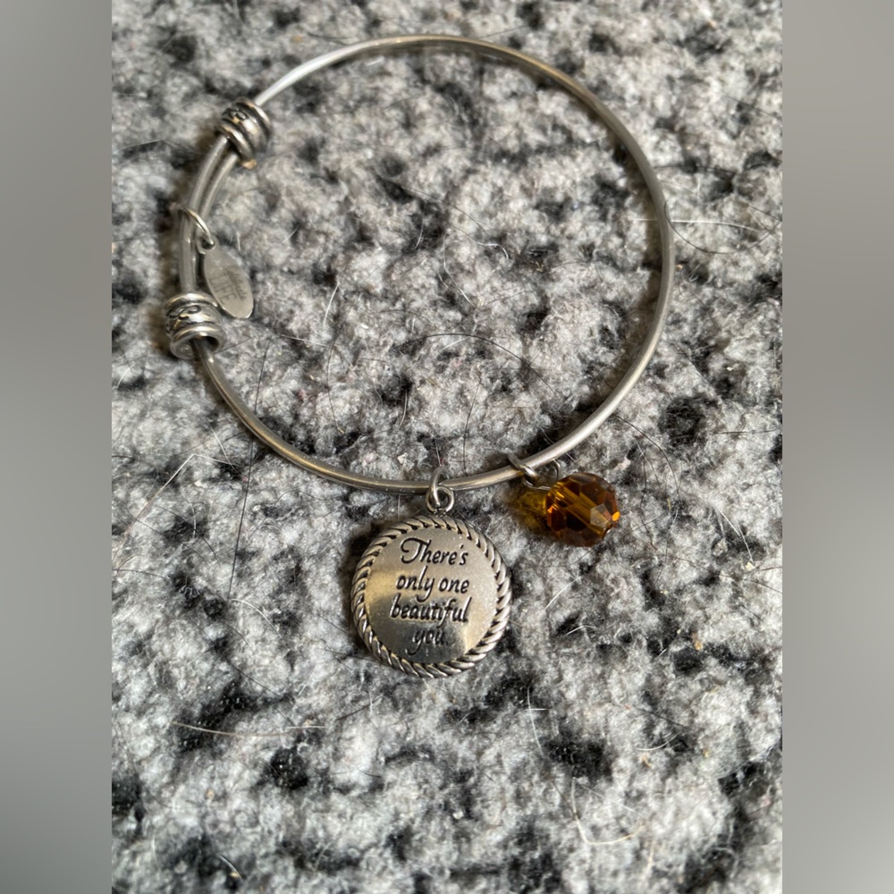 Silver Bracelet with Amber Charm